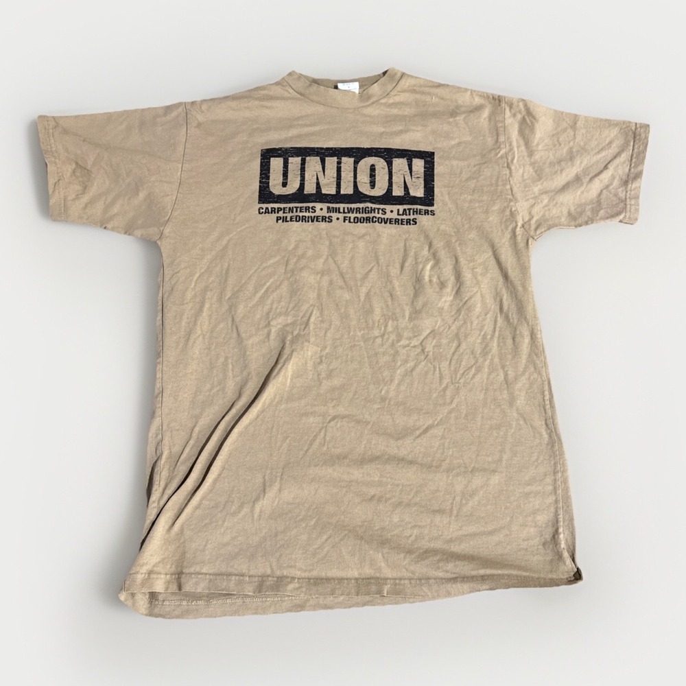 Vintage Union Line Shirt Men's Large Short Sleeves Brown